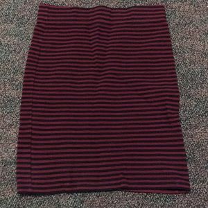 Jack Wills red and navy striped bodycon skirt